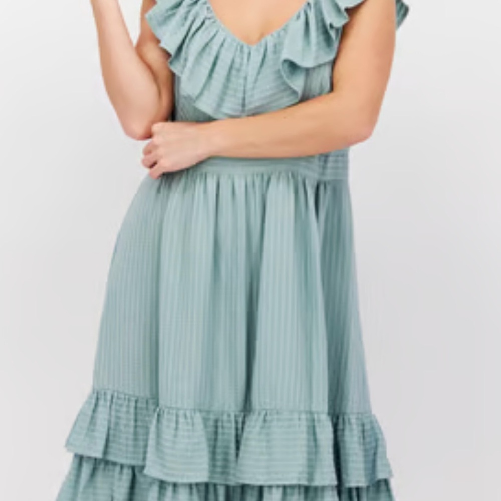 Calvin Klein Ruffled Green Dress